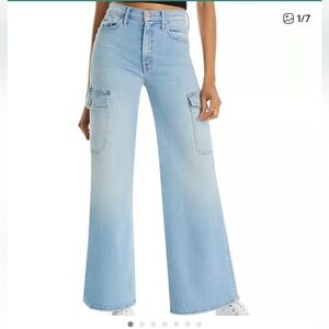 MOTHER Light Blue High-Rise Cargo Wide Leg Jeans
